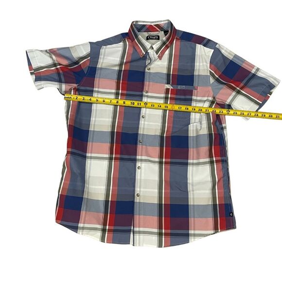 Chaps Men’s XL Blue & Red Plaid Short Sleeve Shirt - Picture 5 of 11